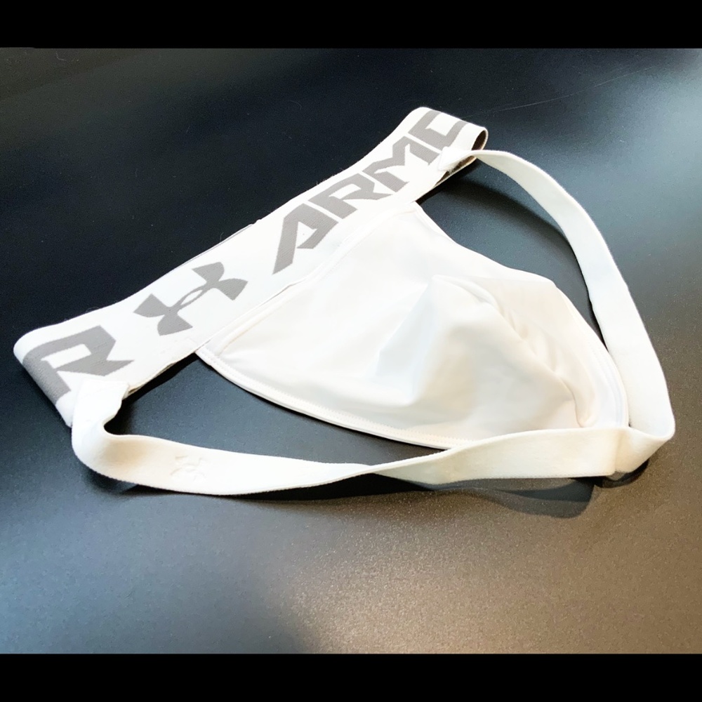 Under Armour White Performance Jockstrap Medium Pocket Heatgear